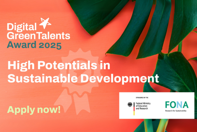Nachwuchsforschende aus aller Welt sind wieder aufgerufen, sich bis 6. Juni 2025 für den Digital GreenTalents Award zu bewerben. Sharepic zum Digital GreenTalents Award 2025